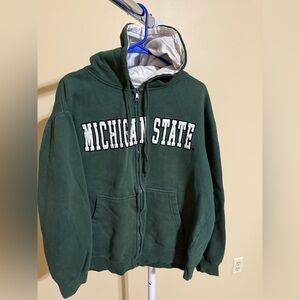 Mens Large Michigan State University Green Zip-up Hoodie